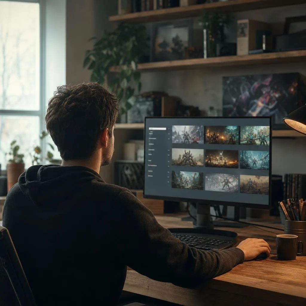 A backlit gaming setup glowing in a dark room